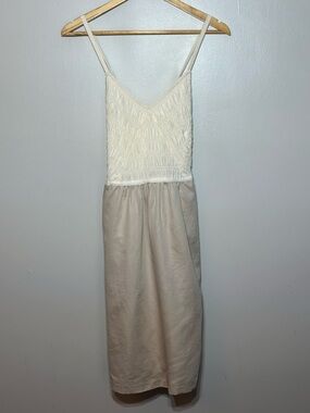 Banana Republic Silk Ivory Two Tone Midi Dress NWT Size 2 #classic #chic